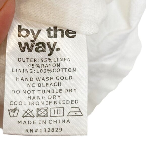 By The Way. New  Off Shoulder Linen Mini Dress Women’s XS Neutral Ruffle - Picture 10 of 10